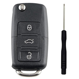 Yuiturt Etui De Clé de Voiture VW 3 Boutons pour Golf Mk6/Passat/Jetta/Polo/Beetle/Seat/Skoda, Boîtier Télécommande de Remplacem