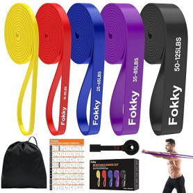 Fokky Elastique Musculation, Bande Élastique Musculation avec 5 Niveaux Différents,Elastique Sport et Ancre de Porte,Guide d’Exe