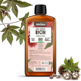 Huile de RICIN Bio 500 ml - Cosmos Organic - Planète au Naturel - 100% Naturelle et Pressée à froid - Peau, cheveux, cils, ongle