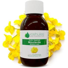 VOSHUILES - Huile Végétale de Moutarde 100ml - Riche en Oméga 3 et 9 - 100% Pure et Naturelle - Pression à Froid - Idéal pour Ch