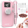 SURFOU Ponceuse à Ongles 40000 tr/min, Électrique Sans Fil Rechargeable 4000mAh, Vitesse Réglable, Silencieuse et Faible Vibrati