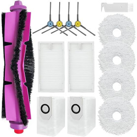DianSung Accessoires pour Eureka J12 Ultra, pour Midea V12 robot aspirateur pièce de rechange, Brosses à rouleau, 4 Chiffon, 2 s