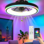 Qiaomao 60W Modernité Ventilateur Plafond Silencieux avec Lumiere, LED Dimmable(3000K-6500K) Ventilateurs de Plafond avec Téléco