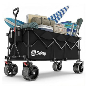 Sekey XXXL Chariot Pliable 300L 200KG, Modèle Allongé avec Roues Tout-Terrain 17x10 cm, Breveté Mécanisme 4-en-1 Dépliage Instan