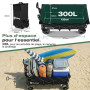 Sekey XXXL Chariot Pliable 300L 200KG, Modèle Allongé avec Roues Tout-Terrain 17x10 cm, Breveté Mécanisme 4-en-1 Dépliage Instan