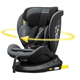 i-Size Siège Auto 360 Pivotant ISOFIX 40-150 cm, 0-12 ans, Dos à la route jusqu'à 105 cm, 5 Positions Inclinables, 0-36 kg (Noir