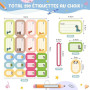 LEMESO Étiquettes Fournitures Scolaires Autocollantes Personnalisées 290PCS, 3 Tailles (0,8x4,8cm, 2,9x4,8cm, 2x2,9cm) pour Styl