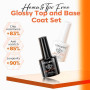 Modelones Base et Top Coat Vernis Semi Permanent Sans HEMA 2 x 10ml Top et Base Coat Semi Permanent Soak Off UV LED Vernis à Ong
