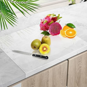 Planche à découper acrylique transparente avec pieds en caoutchuk - 45 cm x 40 cm - Pour plan de travail de cuisine