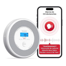 X-Sense Détecteur de Fumée et de Monoxyde de Carbone Connecté avec Fonction d’Alerte Vocale en Français, Détecteur de Fumée Wi-F