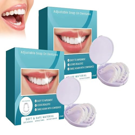 2 Paires De Facettes Dentaires Clipsable,Prothèse Complète Facette Dentaire,Prothèses Provisoires Unisexes Fausses Dents,Amovibl