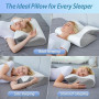 HOMCA Oreiller Ergonomique Cervical à Mémoire de Forme, Gris, 60x40x12/14cm | 2 en 1 Oreiller pour la Nuque, Coussin pour Dormir