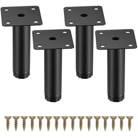 Fulushouxi 4 Pièces Pieds de Meuble, 10 cm/4 Pouces Pieds de Meubles Réglables, Pieds de Support en Fixation en Métal pour Meubl