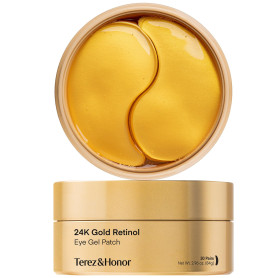 Patchs contour des yeux Korean Skincare au Rétinol et Or 24K, 30 paires - Masques gel hydrogel avec peptide de collagène pour ri