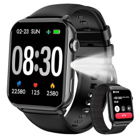 IOWODO Montre connectée pour Hommes et Femmes avec Fonction d'appel, Montre de Fitness, 2 Bracelets, Bluetooth 5.3, 100+ Modes S