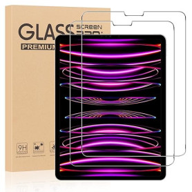 Olgary Verre Trempé [2 Pièces] Pour iPad Pro 12,9 Pouces Modèle 2022/2021/2020/2018 (6ème/5ème/4ème/3ème Génération), Dureté 9H