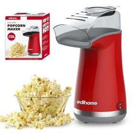 Edihome, Machine a Pop Corn, Popcorn, 1200 W, Comprend une cuillère de dosage, Popcorn prêt en 2 minutes (Rouge)