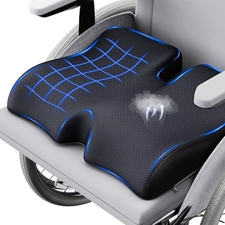 Benazcap Coussin Coccyx, Chaise Bureau Orthopédique Soulagement de la Pression, Sciatique, Hanche, Ergonomique Assise à Mémoire