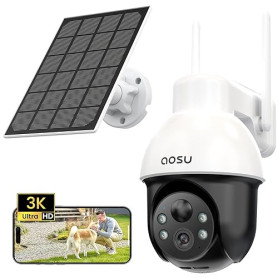 aosu 3K Caméra Surveillance WiFi Exterieure sans Fil, 5MP Camera Exterieur Solaire, 360° PTZ Suivi Automatique, Détection IA Per