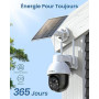 aosu 3K Caméra Surveillance WiFi Exterieure sans Fil, 5MP Camera Exterieur Solaire, 360° PTZ Suivi Automatique, Détection IA Per