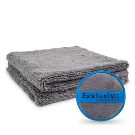 Exklusiv Chemie® 2X Chiffons en Microfibres sans Bord Q4 620 GSM + éponge pour polir à la Main | Absorbant, ne Peluche Pas & n'a
