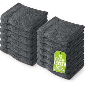 Utopia Towels - Lot de Serviettes de Toilette Premium (30 x 30 CM, Gris) 100% Coton, Gants de Toilette/Serviette de Visage, Très
