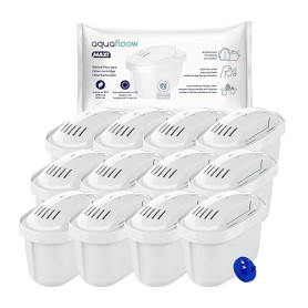 Aquafloow Lot de 12 Cartouches Filtrantes Eau | Compatibles Brita Maxtra+, Maxtra Pro, Marella, Style, Elemaris | Réduction de C
