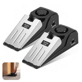 2 Paquets Cale Porte avec Alarme 120dB, Butée de Porte Antidérapante en Caoutchouc, Sensibilité Réglable en 3 Niveaux, Sécuritai