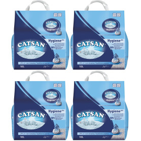 CATSAN Hygiene Plus - Litière Minérale pour Chat, Sac de 10L (Lot de 4)