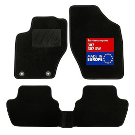 DBS - Tapis de Sol Voiture - sur Mesure - Adapté à Votre Peugeot 307/307 SW (04/2001-04/2008) Antidérapant: Clips de Fixation et