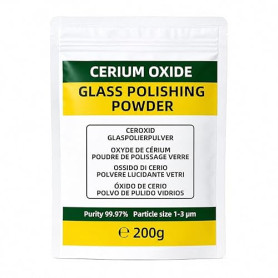 (200 g, 99% oxyde de cérium, 1-3µm) Poudre de polissage pour verre– Élimine huiles, taches d'eau, rayures et nettoie en profonde