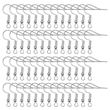 TOAOB 100pcs Crochet de Boucle D'oreille Argent en Acier Inoxydable Fil d'oreille Crochets avec Boule Ressort Hypoallergénique p