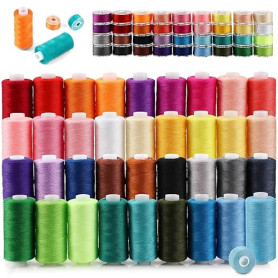 Lot de 72 fils à coudre vibrants, 36 couleurs uniques, fil en coton pour machine à coudre, 400 m avec bobines assorties, compati