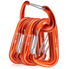 6PCS Mousquetons, 12KN Mousqueton Aluminium,Légère, en Forme de D (8 cm), Elle Convient aux Balançoires d'Extérieur, Aux Hamacs,