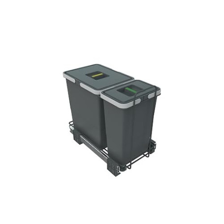 Elletipi Ecofil PF01 34A1 - Poubelle de tri sélectif extractible pour déchets, Plastique et métaux, Gris, 23 x 45 x 36 cm