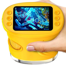 Microscope Numérique Portable pour Enfants avec Écran IPS 2.0 Pouces, Rechargeable, Stockage de Photos Intégré, 200X Mini Scope