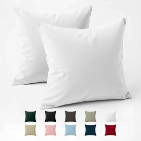Taie Oreiller 65x65 Coton Renforcé (Set de 2) - Blanc - Tissage serré de 57 Fils/cm² - Taie Oreiller 65 x 65 cm- Certifié Oeko T