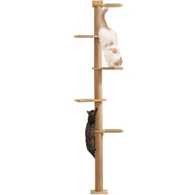 FUKUMARU Arbres à Chat 205,7 cm, 5 Étages du Sol au Plafond, Griffoir Mural pour Chat, Étagères Murales pour Chat, pour Grimper,