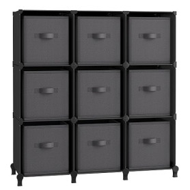 SONGMICS Meuble de Rangement avec Boîtes, Meuble à 9 Cases pour Vêtements, Étagères en Tissu Non-tissés, Personnalisable, Extens
