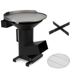 Onlyfire Poêle à fusée 3-1 Réchaud de Camping Multifonctionnel Rocket Stove avec grille de cuisson, plaque de cuisson, Idéal Pou