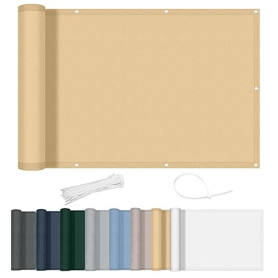 AXT SHADE Brise Vue Balcon 90x300cm Imperméable Cache Vue Balcon Protection UV Opaque Résistant aux Contre Vent avec Trous et Se