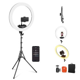 NEEWER 18" Ring Light Professionnel, Lumière Anneau Ultra Fin, 45 W 2900K-7000K TLCI98, avec Trépied, Obturateur à Distance et A