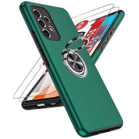 LeYi Coque pour Samsung Galaxy A53 5G avec 2 Verre Trempé Vitre Protection et Anneau Telephone Invisible, Militaire PC et TPU Si