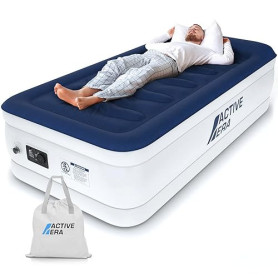 Active Era Matelas Gonflable 1 Personne – Confort Ultra Doux, Finition Luxe, Lit Gonflable avec Pompe Électrique, Support Stable