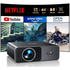 Videoprojecteur 4K Home Cinema, 1000 ANSI Portable Projecteur Video Compatible Netflix, Audio Dolby 20W, TOPTRO FHD 1080P HDR10