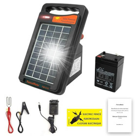 FenceMate Électrificateur Clôture Électrique Solaire, avec une sortie de 0.15 J jusqu'à 2 km, appareil portable pour élever des
