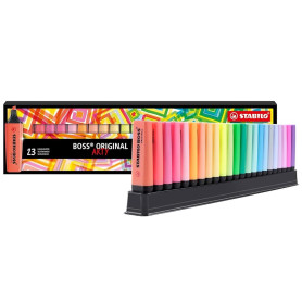 STABILO BOSS ORIGINAL ARTY - Surligneur - Set de bureau x 23 surligneurs Pastel et fluo - Gamme ARTY