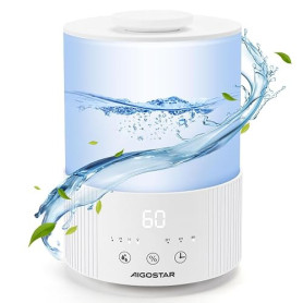 Aigostar Humidificateur d'Air 2,5L Ultra Silencieux avec Diffuseur d’Huiles Essentielles, Minuterie 8H & Veille, Arrêt Auto, 3 N