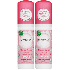 Femfresh - Mousse Intime Lavante, Spécial Règles, Sans Rinçage, Aux Extraits De Rose & Fleur De Coton, 50ml (Lot de 2)