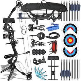 ZSHJGJR Ensemble Arc à poulies 34 Pouces Kit Arc Compound 40 Livres Tir à l'arc Arc de Chasse Adulte Set de Arc a poulies Sac av